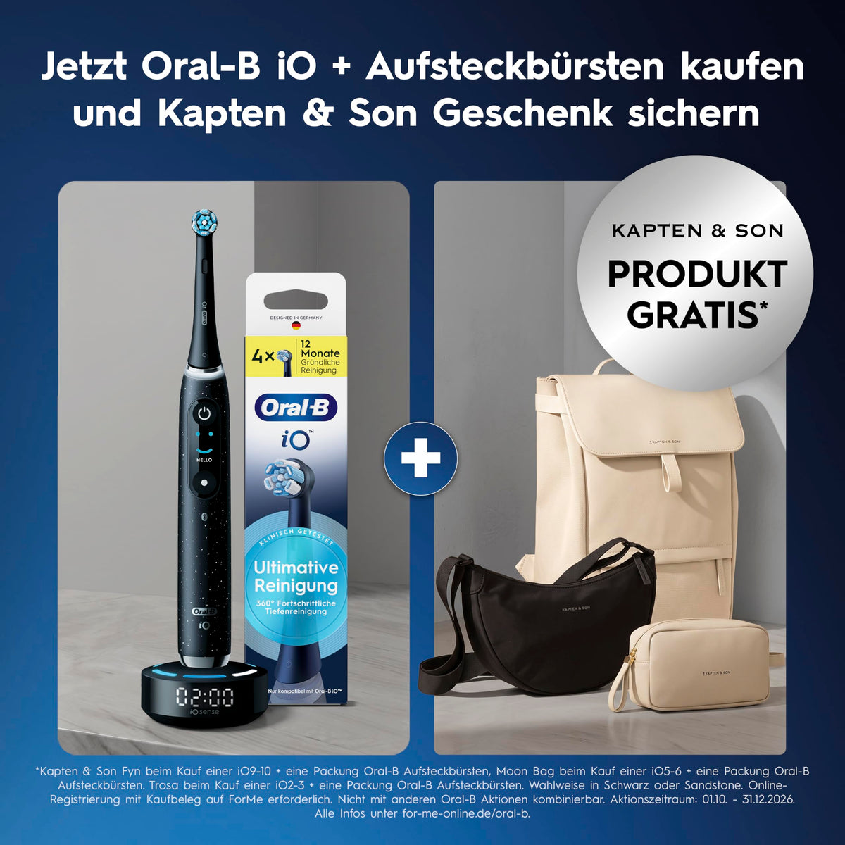 Oral-B iO Aufsteckbürsten Ultimative Reinigung, Schwarz, 4 Stück