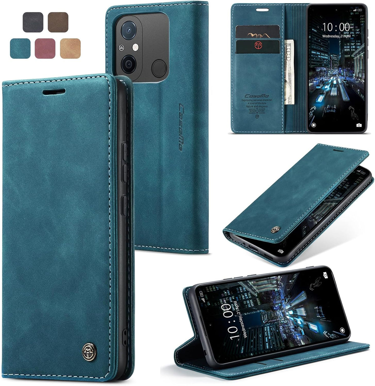 Handyhülle für Honor Magic 6 Pro hülle Premium PU klapphülle RFID Lederhülle Faltbare Schutzhülle Kartenfach Standfunktion Handytasche hülle Honor Magic 6 Pro 5G - Schwarz
