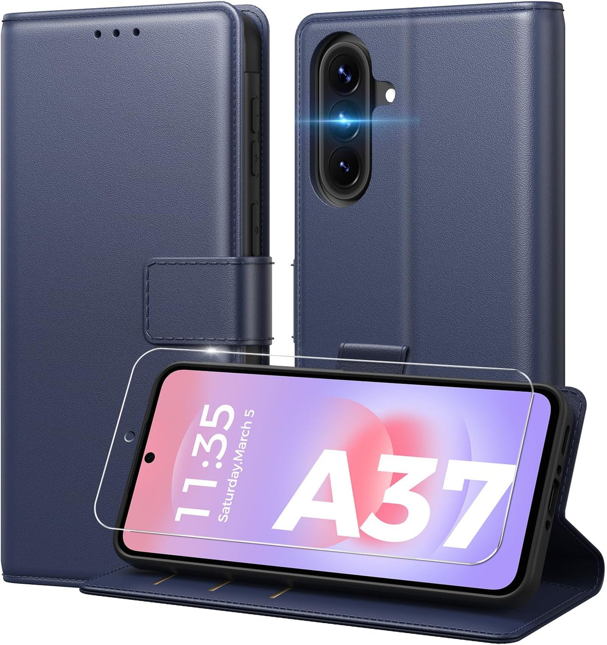 Peakally Handyhülle für Samsung Galaxy A17 5G Hülle [Mit 1 Stück Panzer Schutz Glas] [Premium PU Leder] [RFID-Blockierung] [Kartenfach] Klapphülle kompatibel mit Galaxy A17 5G / 4G - Grün