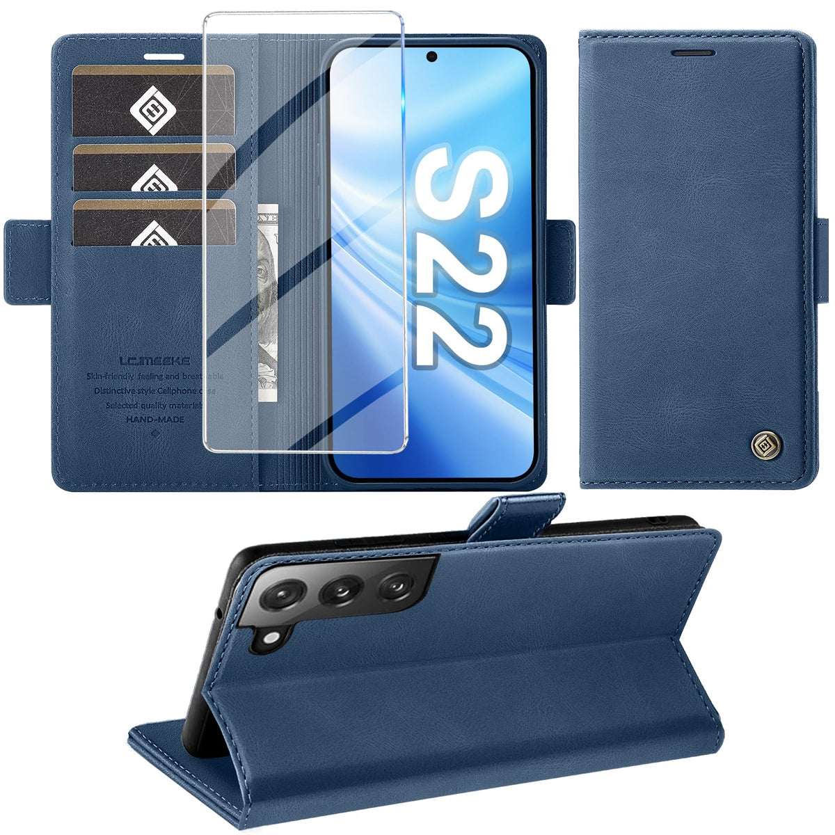 Giyer Handyhülle für Samsung Galaxy S24 5G Hülle mit Schutzfolie, Schutzhülle Galaxy S24 5G PU-Leder Wallet Flip Case Standfunktion Kartenfach Klapphülle für Samsung S24 5G Full Cover (Grün)
