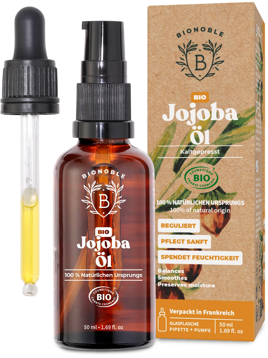 BIONOBLE Arganöl Bio Kaltgepresst - Haare, Gesicht, Haut - Marokko - 50ml