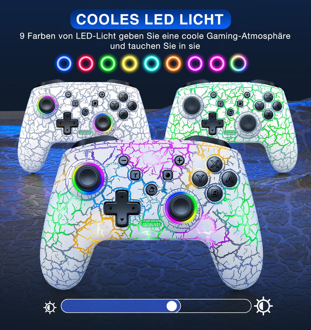 HELLCOOL Switch Controller, Kabellos Switch Pro Controller für Switch/Lite/OLED Konsole, Macro/Turbo/Aufwachfunktion, Präzise Steuerung, Dual Motors Vibration, 15 Std Spieldauer