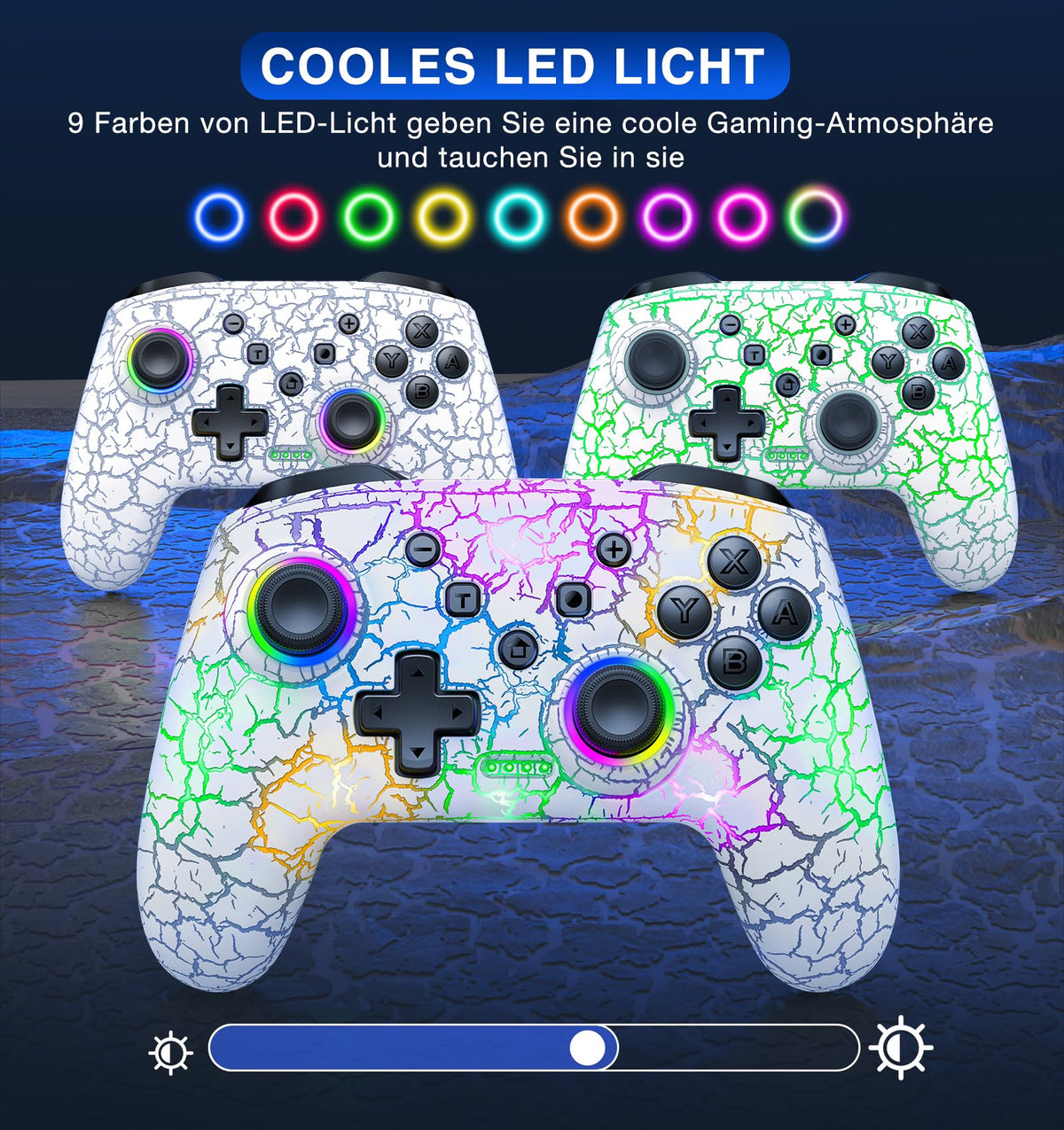 HELLCOOL Switch Controller, Kabellos Switch Pro Controller für Switch/Lite/OLED Konsole, Macro/Turbo/Aufwachfunktion, Präzise Steuerung, Dual Motors Vibration, 15 Std Spieldauer