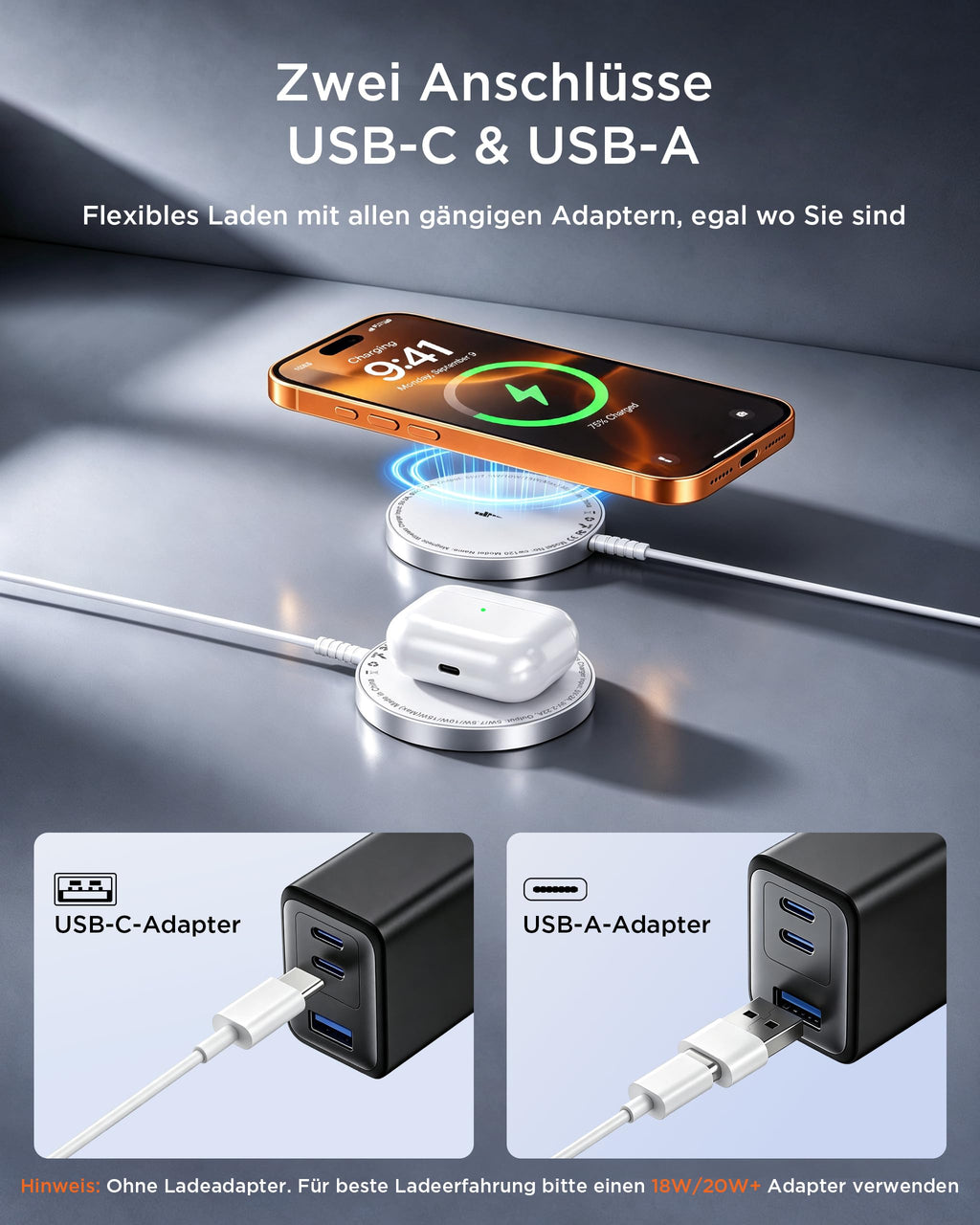 Mag-Safe Ladegerät für iPhone Ladestation: Starker Magnet Wireless Charger