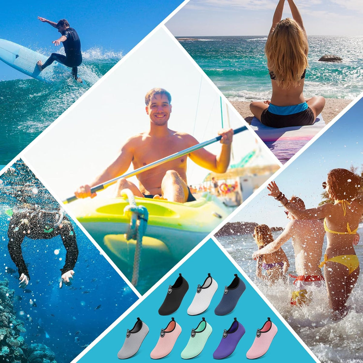 Water Shoes for Women Men Quick-Dry Beach Swim Socks with Non-Slip Sole