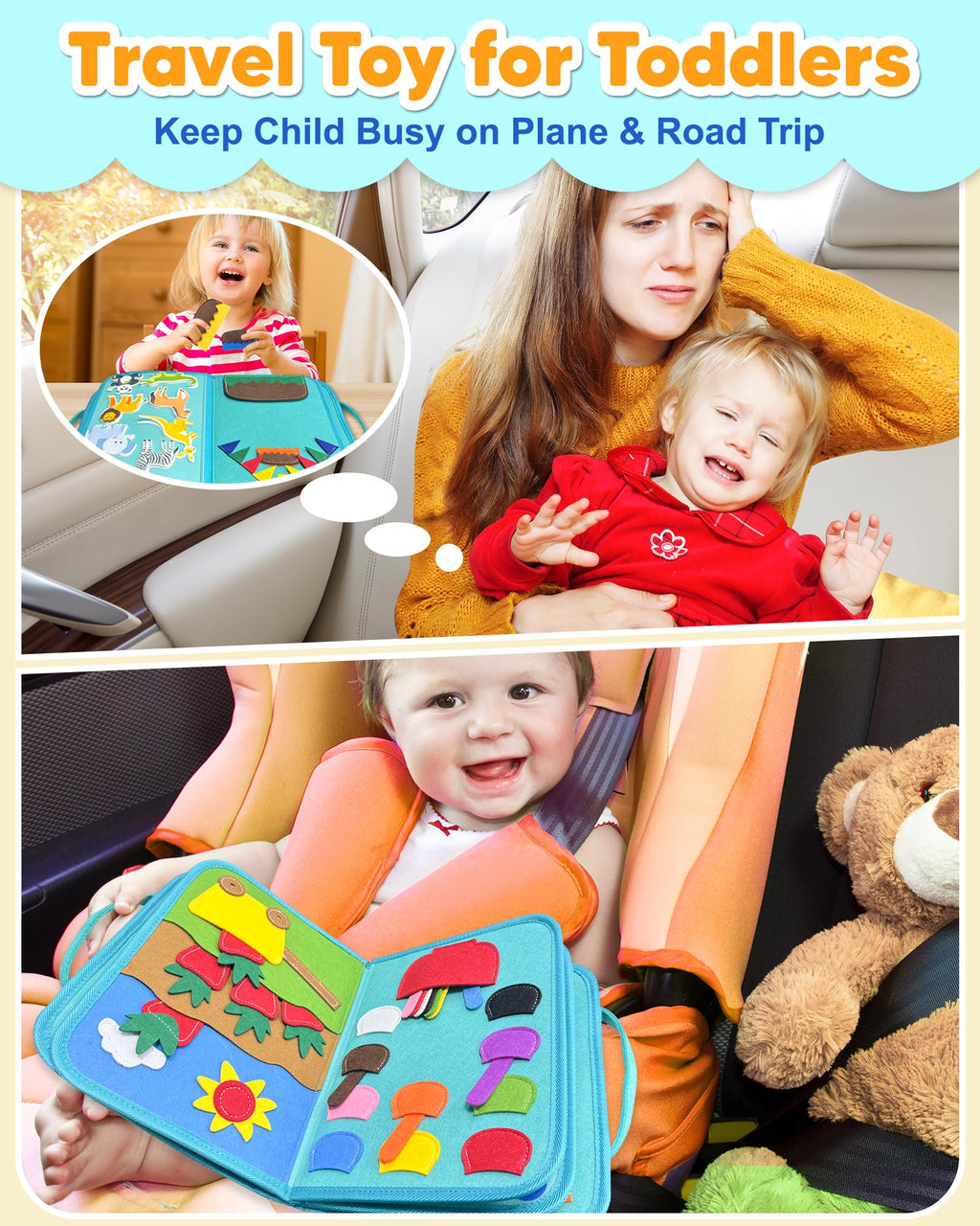 Exorany Busy Board Montessori Toys for Toddler Boy Girl Gifts Busy Book