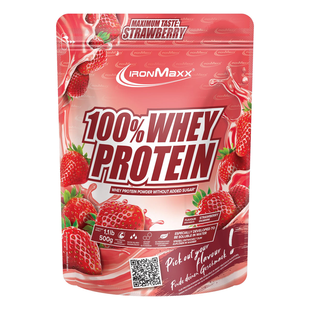 IronMaxx 100% Whey Protein Pulver - French Vanilla 500g Beutel | zuckerreduziertes, wasserlösliches Eiweißpulver aus Molkenprotein | viele verschiedene Geschmacksrichtungen