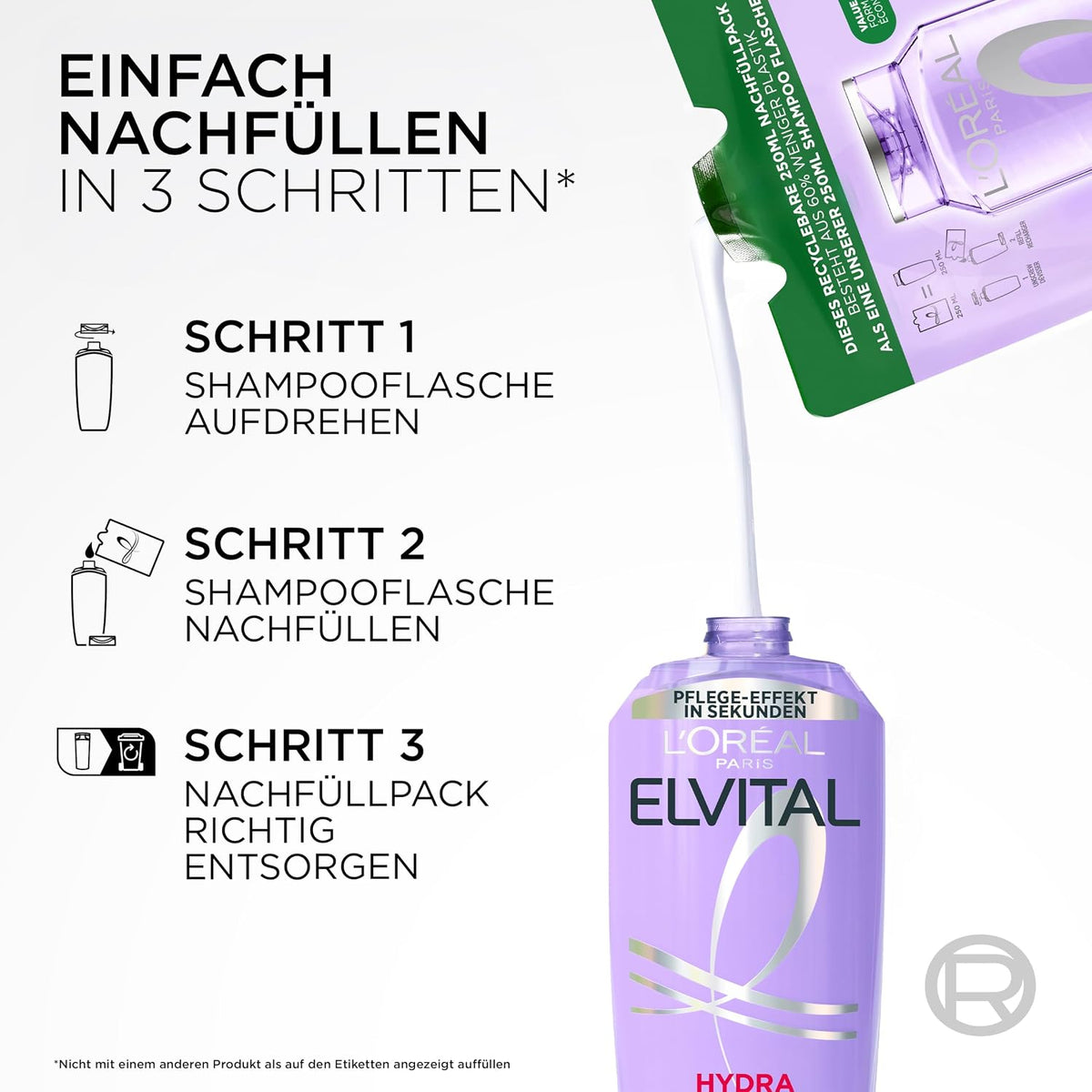 L'Oréal Paris Elvital Hydra Hyaluronic Shampoo Feuchtigkeitsboost, 1000 ml