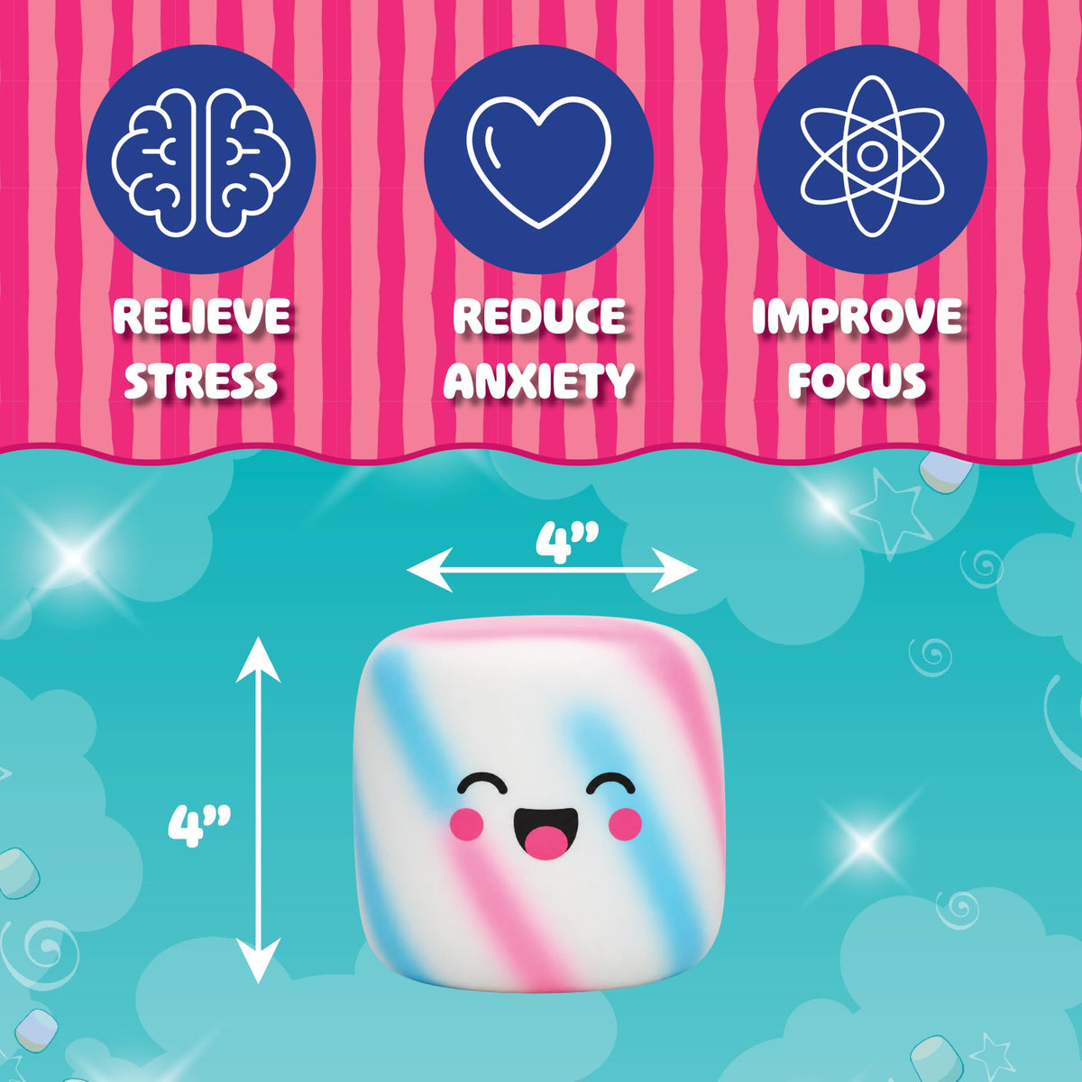 Squeeze Please 3 Pack Scented Marshmallow Stress Relief Fidget Squishy Toy