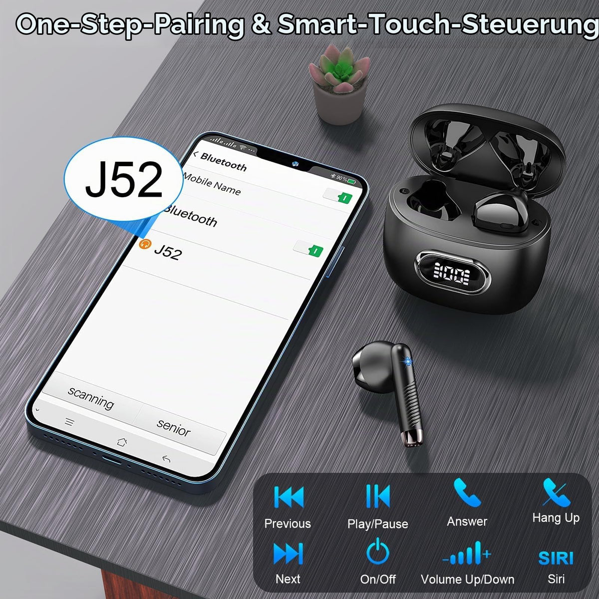 Drsaec Bluetooth Kopfhörer, In Ear Kopfhörer Kabellos Bluetooth 5.4