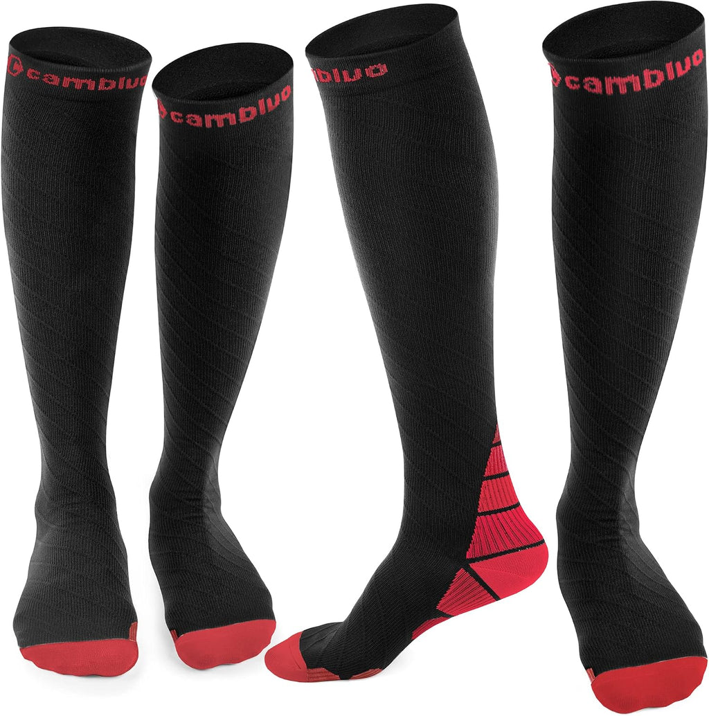 CAMBIVO Compression Socks for Women & Men 2 Pairs, Travel Flight Socks