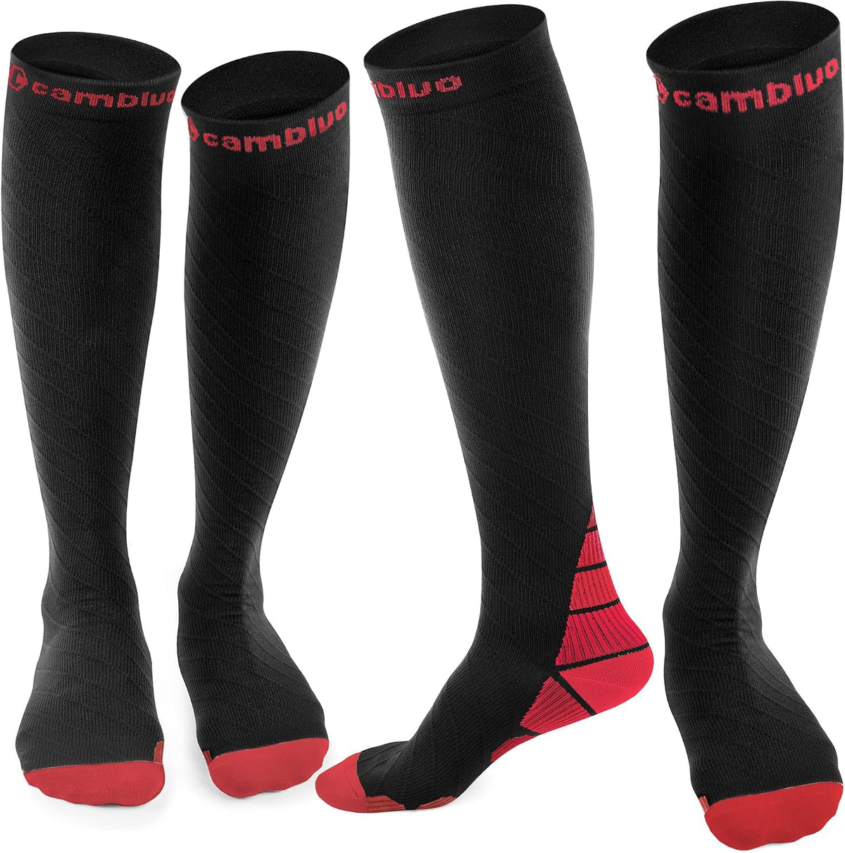 CAMBIVO Compression Socks for Women & Men 2 Pairs, Travel Flight Socks