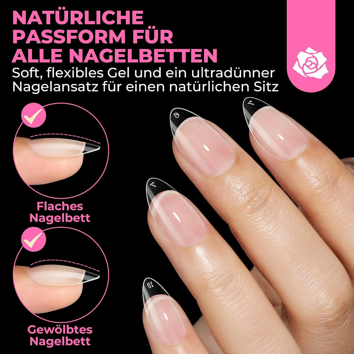UNA GELLA Kurze Mandel Nail Tips 504 Stück