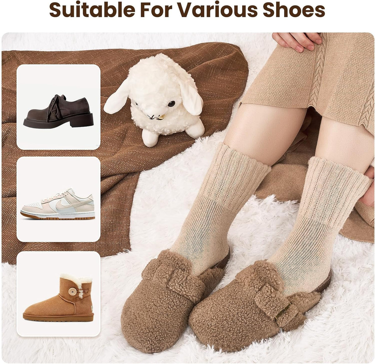 Niorasen Women's Thermal Socks, 3 Pairs Full Cushioned, Cosy Gift Winter