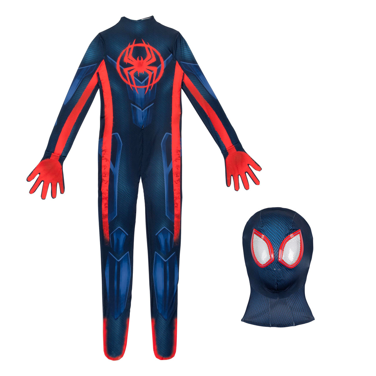 Marvel Miles Morales: Spider-Man Official Youth Deluxe Zentai Costume - Stretch Spandex with Hidden Zippers and Wrist Slits