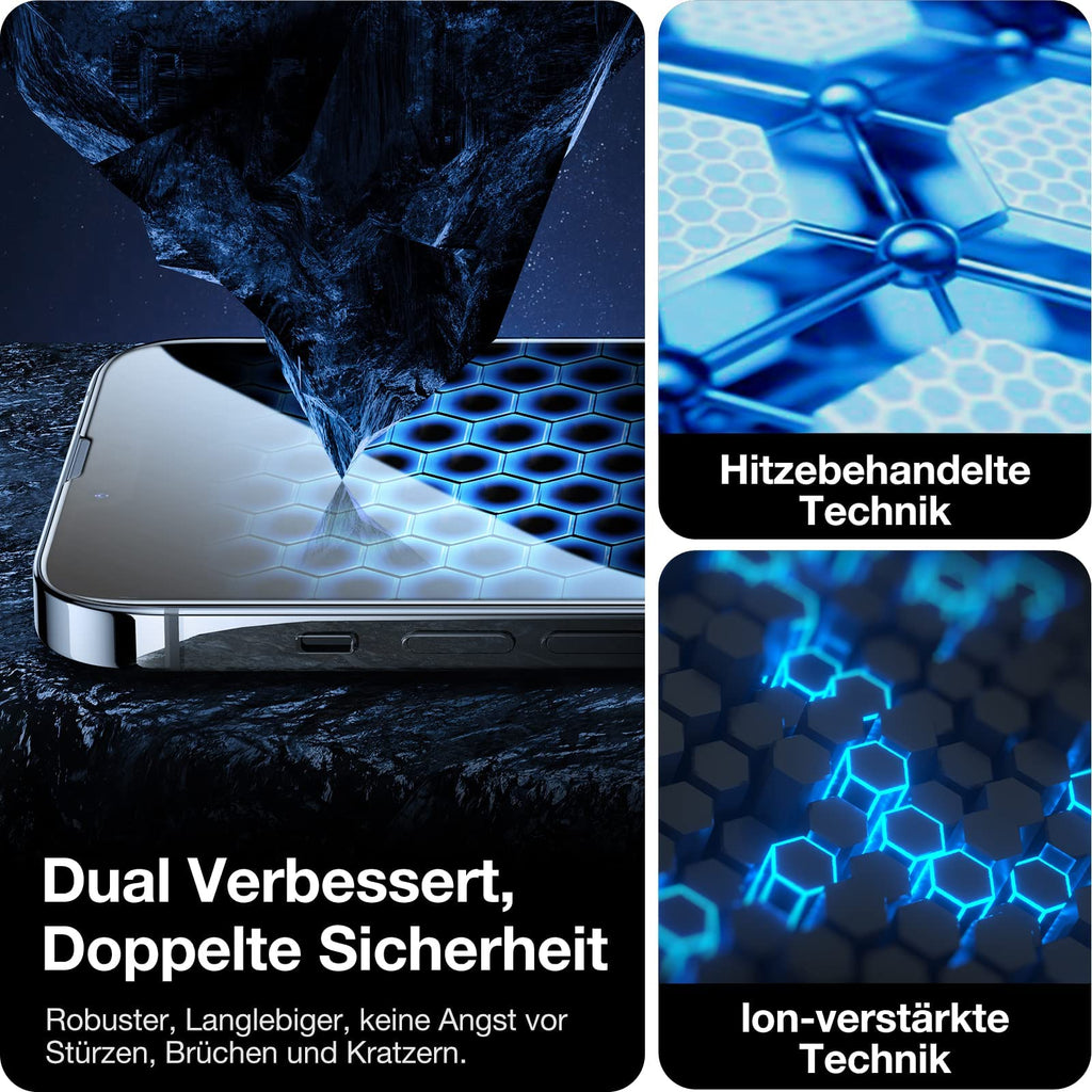 TORRAS für iPhone 18 Pro für Panzerglas TOP 9H+, Auto-Montage, 2 Stück