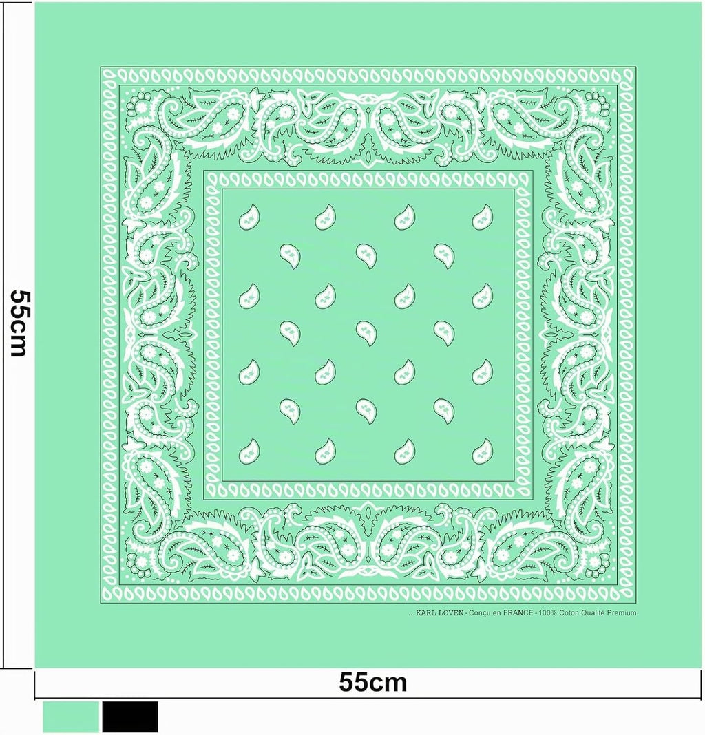 Bandana 100% Coton Qualité Premium - Epaisseur Supérieure - 20 Couleurs Exclusives - Motif Paisley