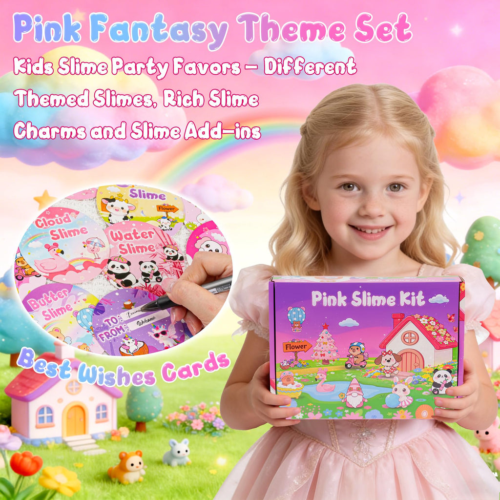 6-Pack Pink Slime Kit for Girls, Cloud Butter Squishy Birthday Gift Set