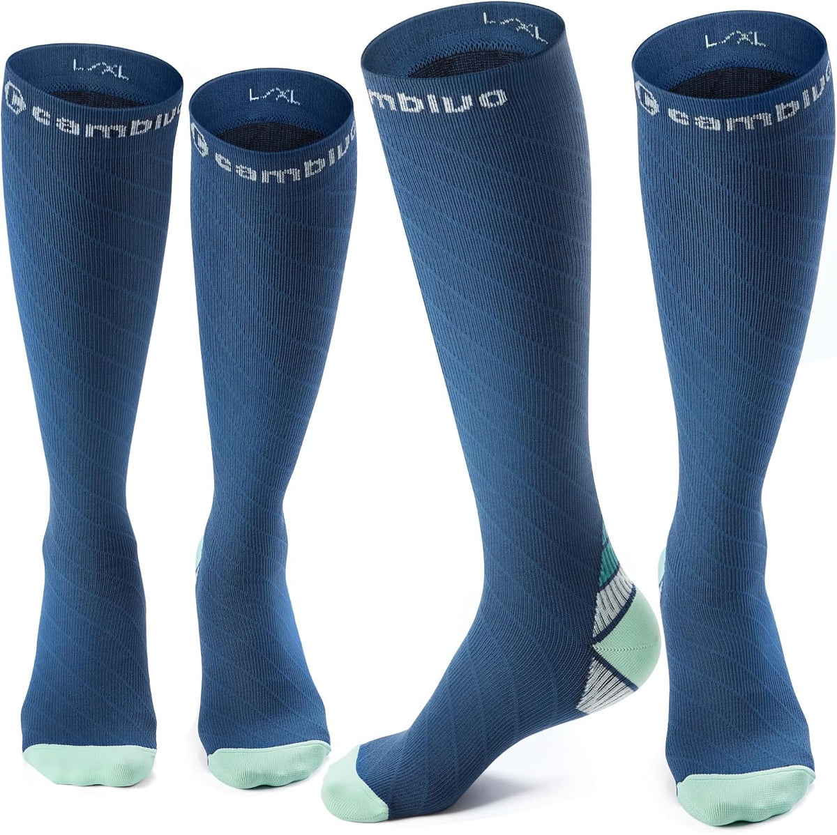 CAMBIVO Compression Socks for Women & Men 2 Pairs, Travel Flight Socks