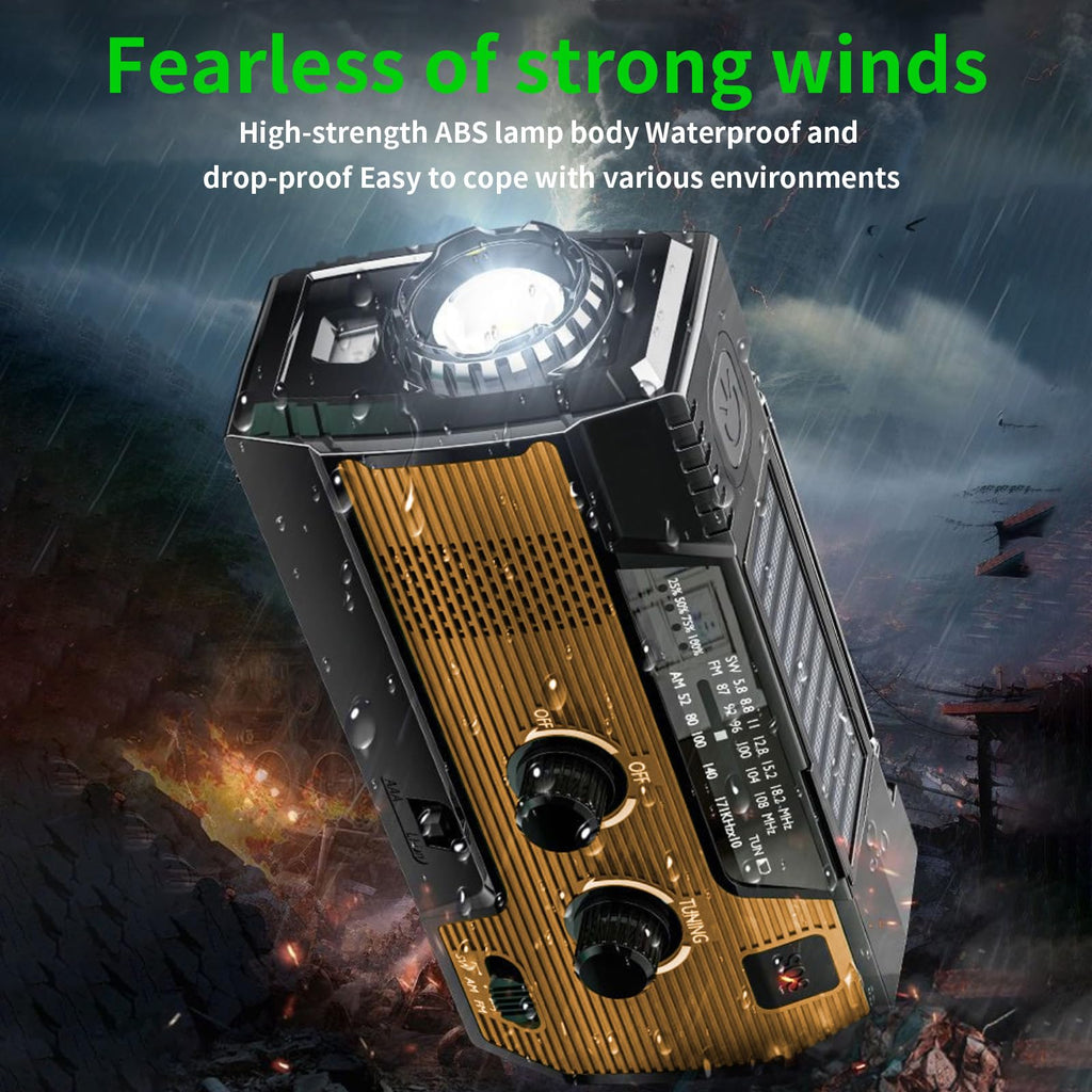 Notfall-Solarradio,Solarbaby Selbstbetriebenes Kurbelradio mit LED-Taschenlampe, SOS-Alarm,AM/FM Wetter Wind Up Radio mit 2000mAh Akku für Notladung von Smartphone,(Rod)