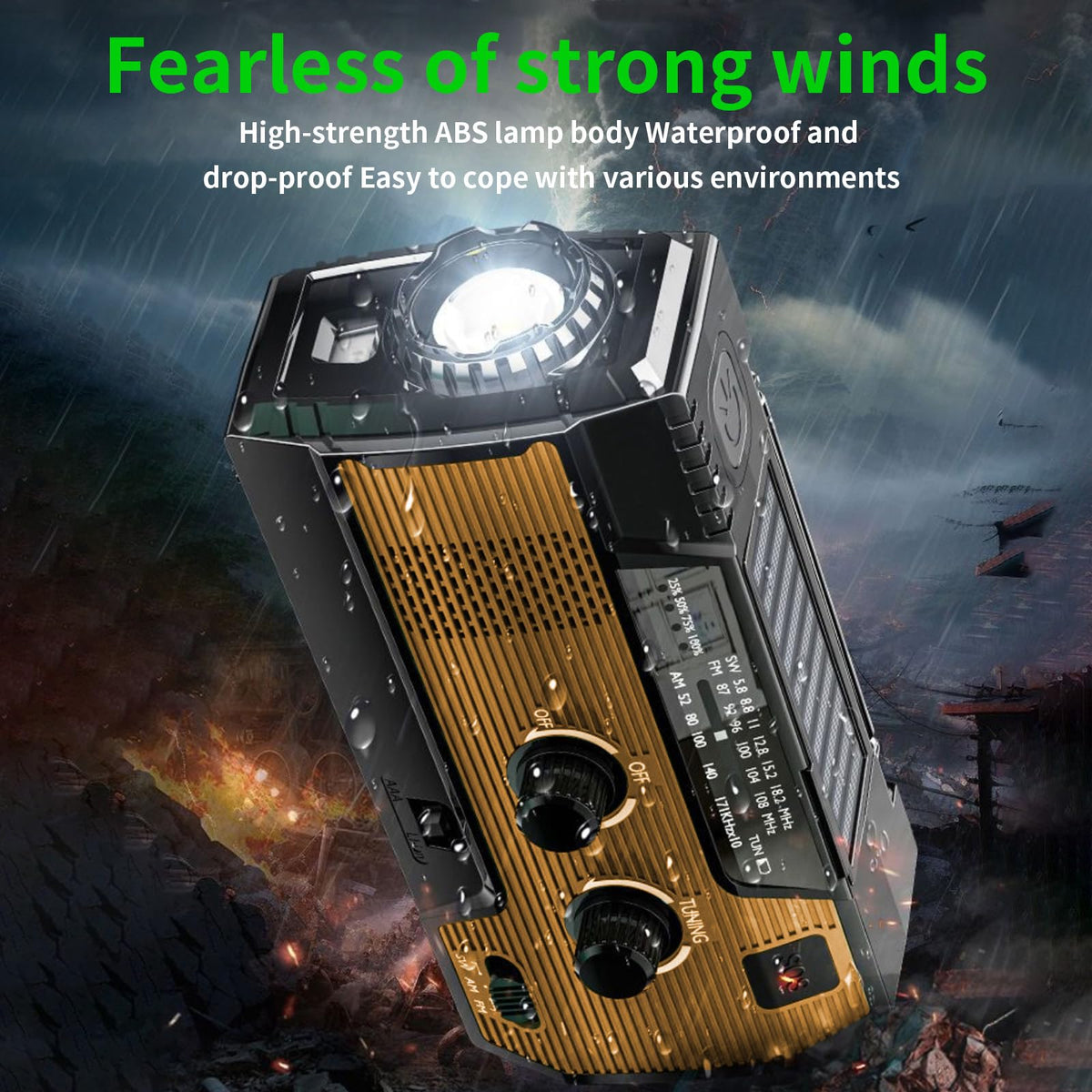 Notfall-Solarradio,Solarbaby Selbstbetriebenes Kurbelradio mit LED-Taschenlampe, SOS-Alarm,AM/FM Wetter Wind Up Radio mit 2000mAh Akku für Notladung von Smartphone,(Rod)