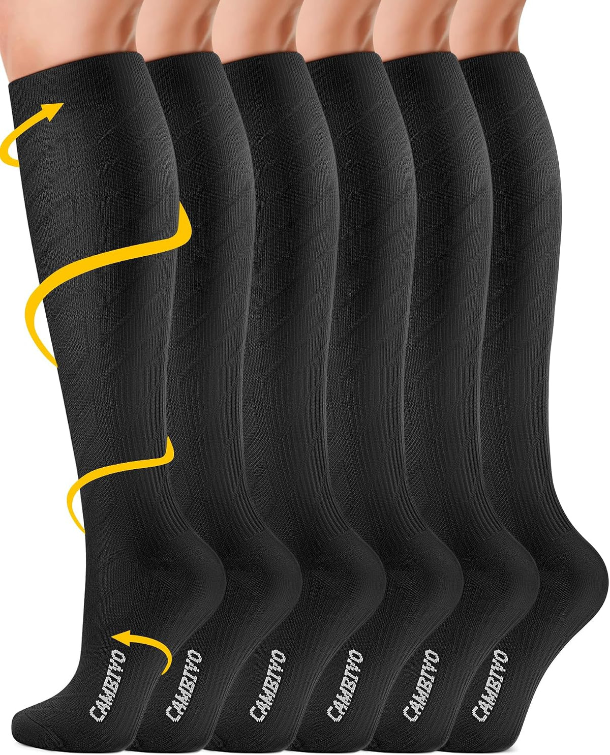 CAMBIVO Bas de Contention Femme Homme 3Paires, Chaussettes de Compression 20-30mmHg, Chaussette Contention Classe 2, pour Circulation Sanguine, Course a Pied, Voyage Avion, Sport, Running, Infirmiere