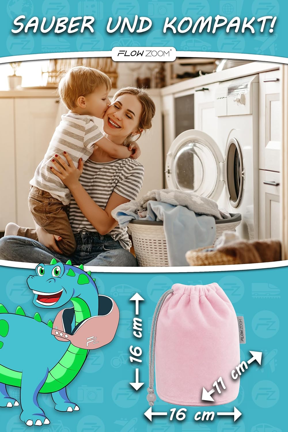 FLOWZOOM Comfy Nackenkissen Flugzeug & Auto mit Kapuze - Einstellbares Memory Foam Reisekissen mit Druckknöpfen für 360° Stütze, weicher Bezug - inkl. Transportbeutel - Grau
