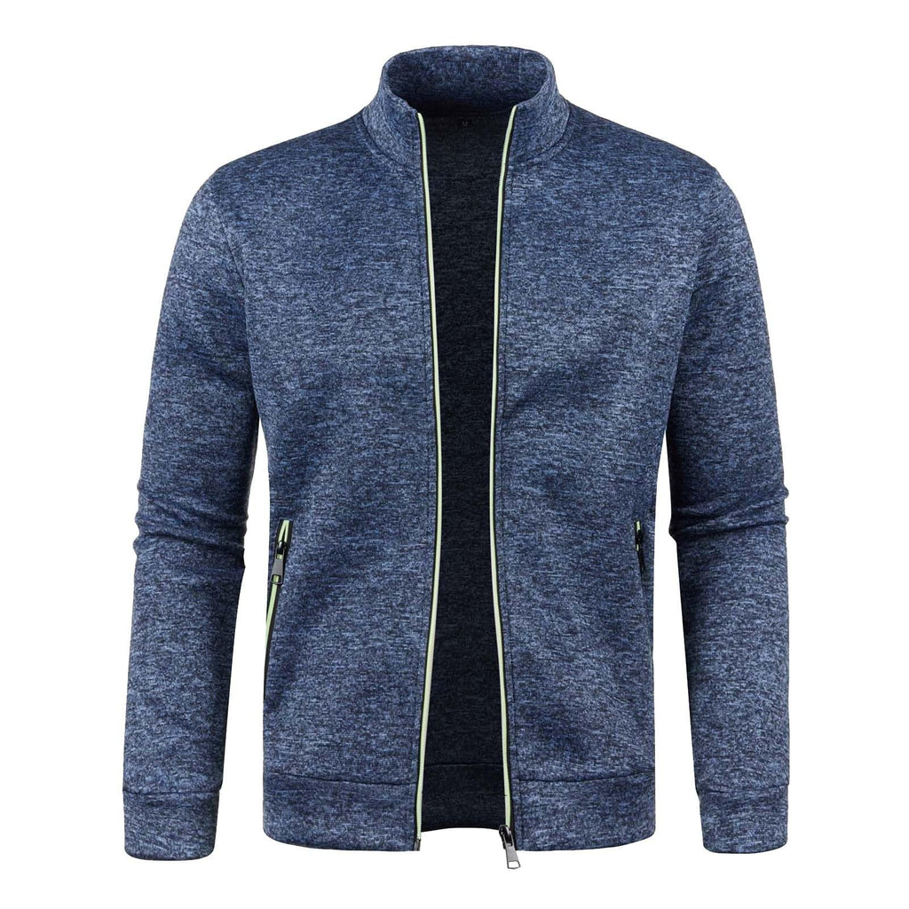 Generisch Sweatjacke Herren Ohne Kapuze Cardigan Mit Reißverschluss Langarm Janker Stehkragen Pullover Casual Warme Herbst/Winterjacke Klassischer Strickweste Trachtenjacke Freizeitjacke