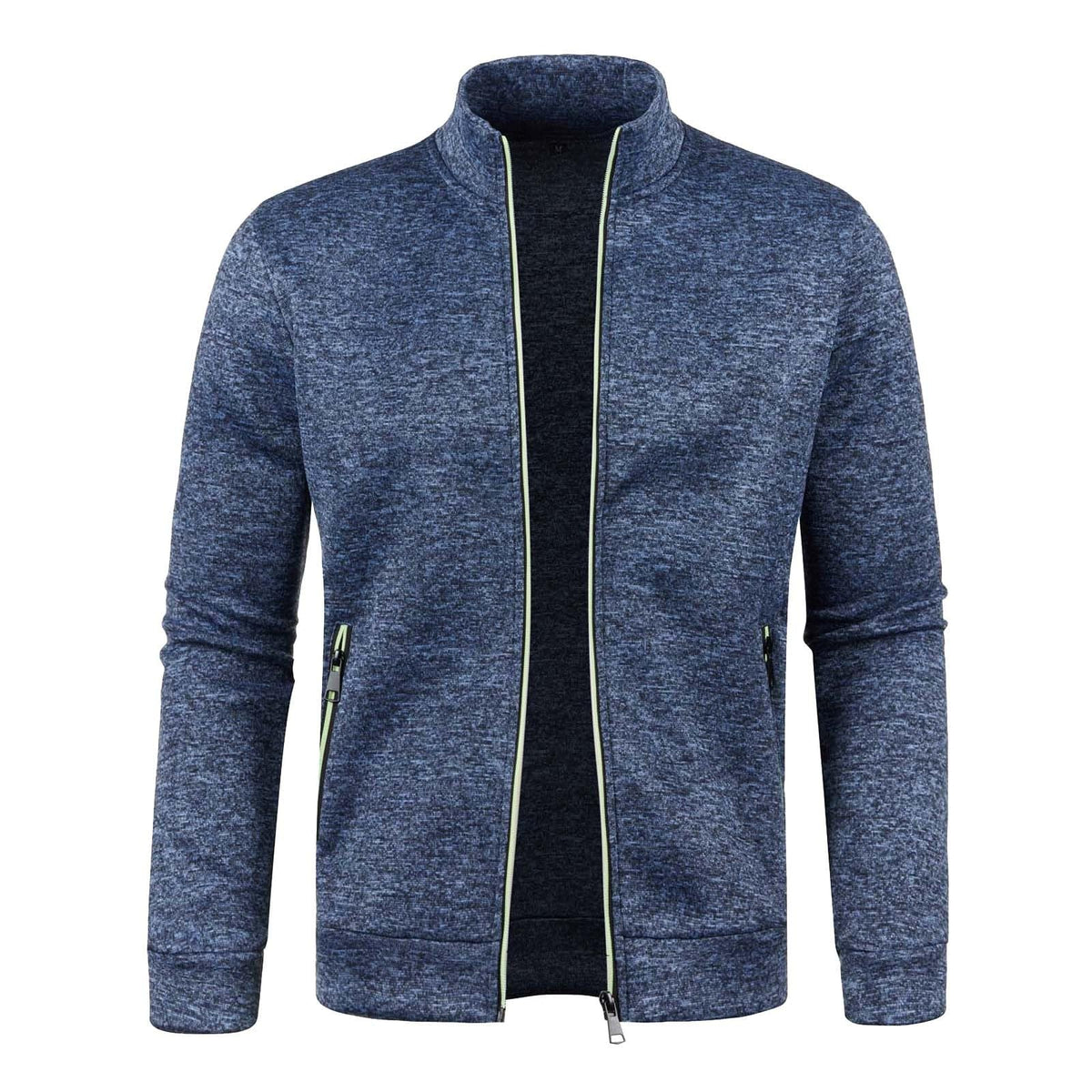 Generisch Sweatjacke Herren Ohne Kapuze Cardigan Mit Reißverschluss Langarm Janker Stehkragen Pullover Casual Warme Herbst/Winterjacke Klassischer Strickweste Trachtenjacke Freizeitjacke