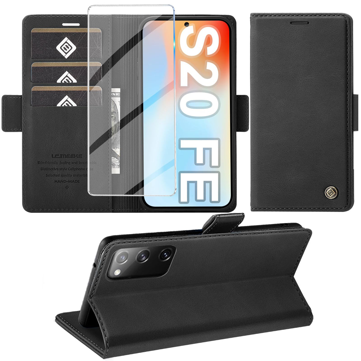 Giyer Handyhülle für Samsung Galaxy S24 5G Hülle mit Schutzfolie, Schutzhülle Galaxy S24 5G PU Leder Wallet Flip Case Standfunktion Kartenfach Klapphülle für Samsung S24 Ultra Full Cover (Grün)