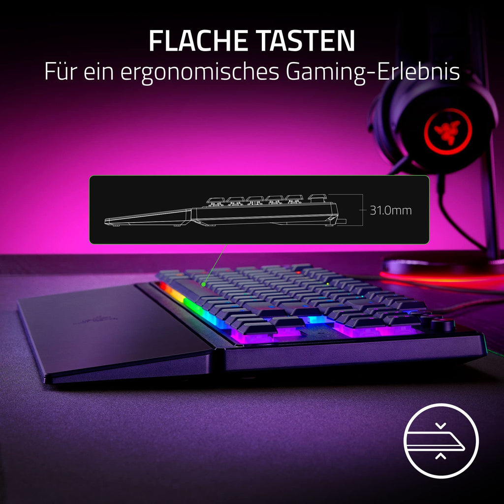 Razer Ornata V3 X - Flache Membran-Tastatur mit Chroma RGB (Lautlose Membran-Switches, Ergonomische Handballenauflage, Tastenkappen Anti-UV-Beschichtung) QWERTZ DE-Layout | Schwarz