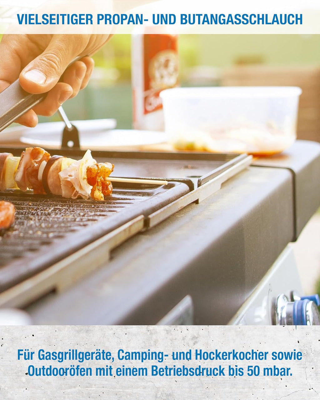 CFH Gasschlauch VS 200, 2 m Propangasschlauch, G 1/4" LH beidseitig