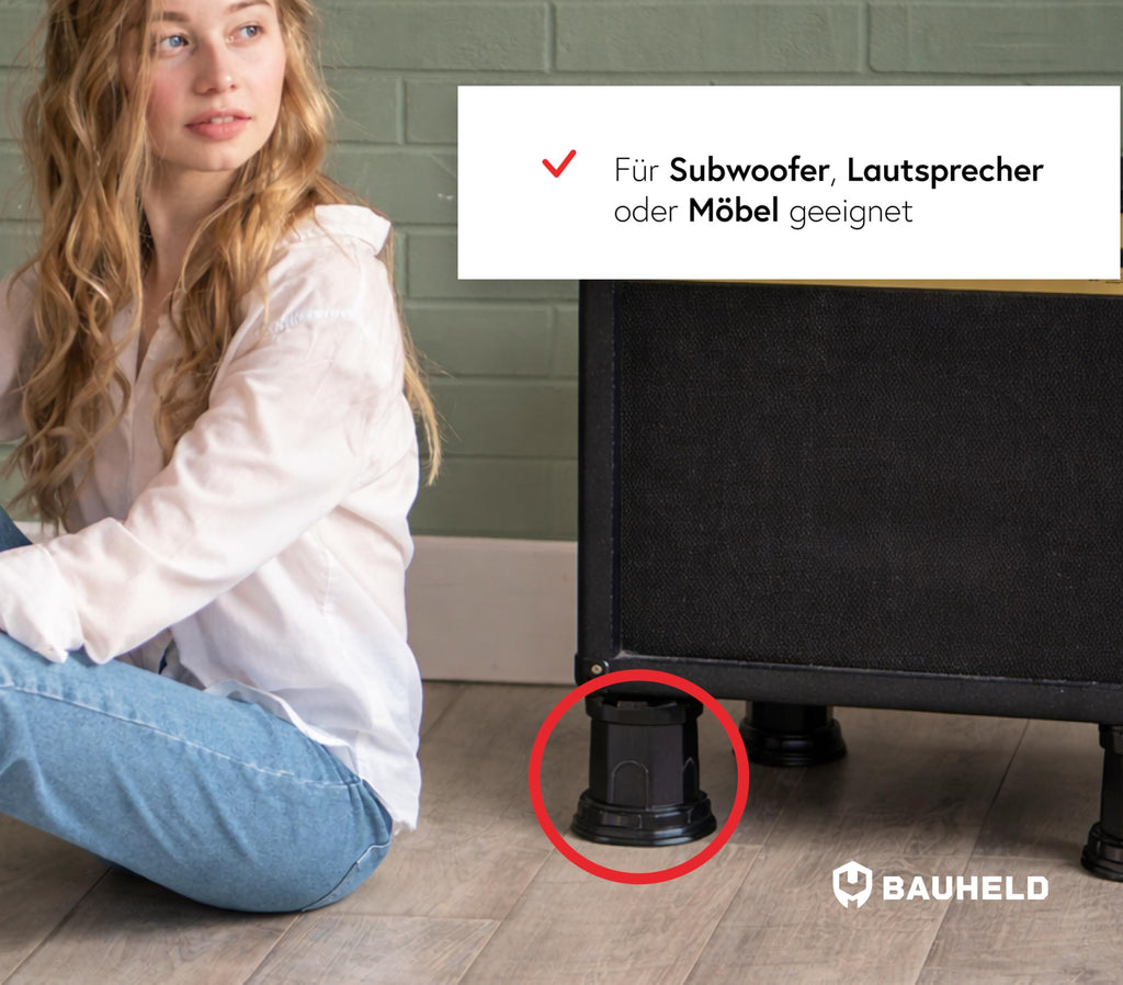 BAUHELD 4x Schwingungsdämpfer Waschmaschine und Trockner - Schwarz