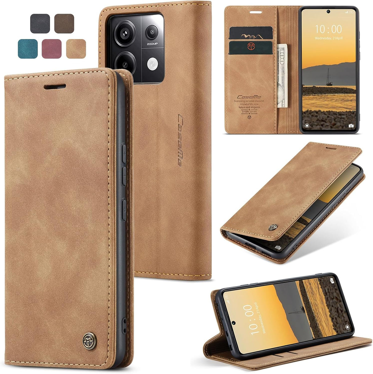 Handyhülle für Honor Magic 6 Pro hülle Premium PU klapphülle RFID Lederhülle Faltbare Schutzhülle Kartenfach Standfunktion Handytasche hülle Honor Magic 6 Pro 5G - Schwarz