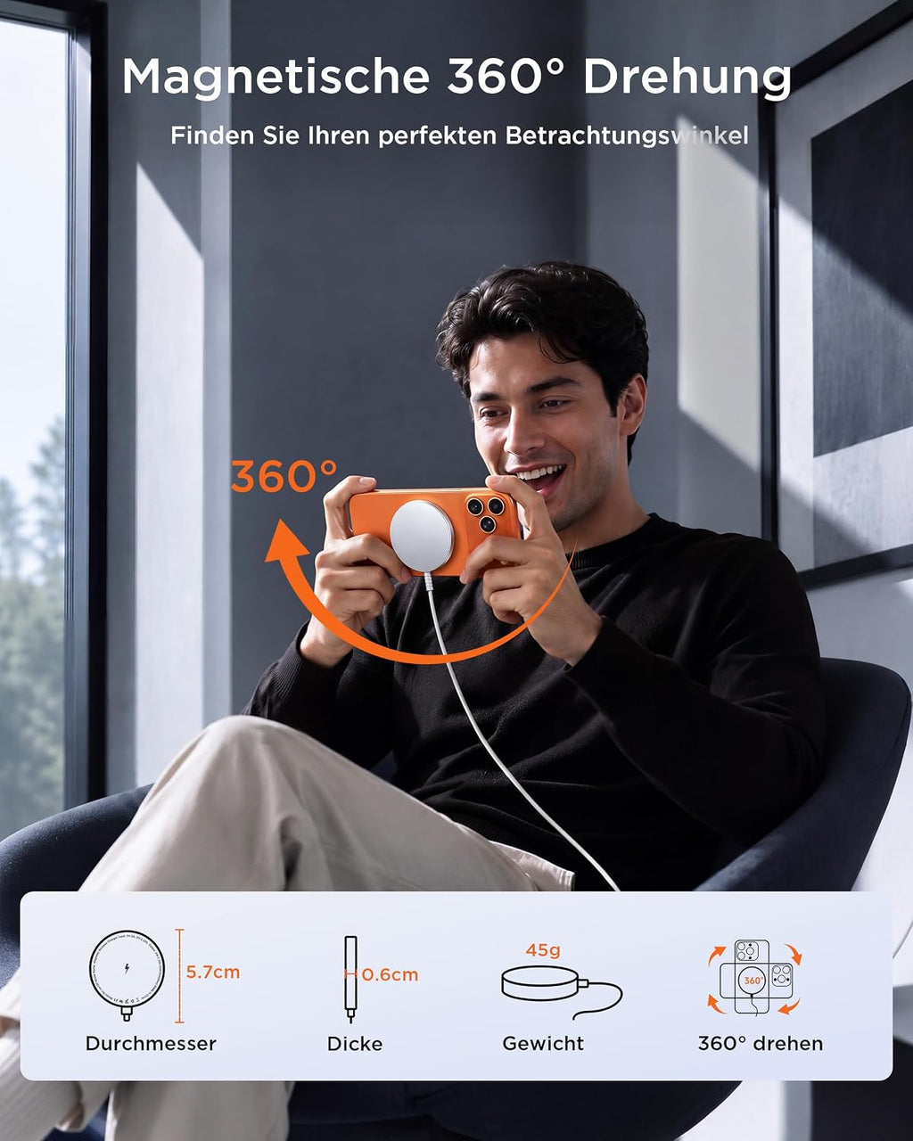 Mag-Safe Ladegerät für iPhone Ladestation: Starker Magnet Wireless Charger