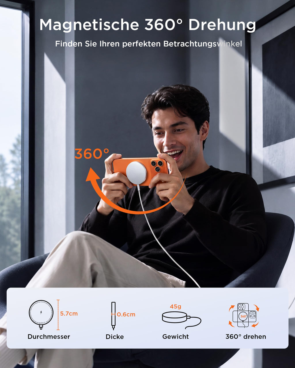 Mag-Safe Ladegerät für iPhone Ladestation: Starker Magnet Wireless Charger
