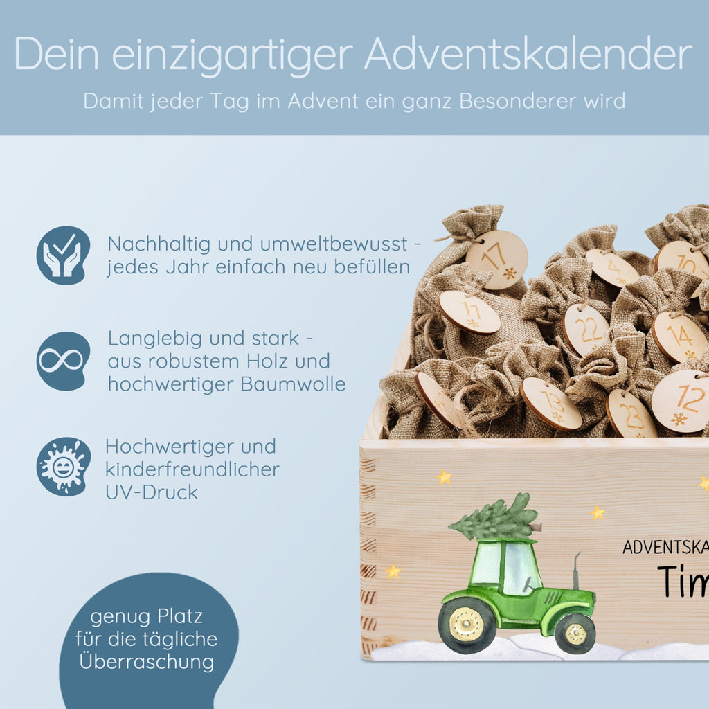 Bärenfreunde Personalisierter Adventskalender zum Befüllen, Holz, Baum