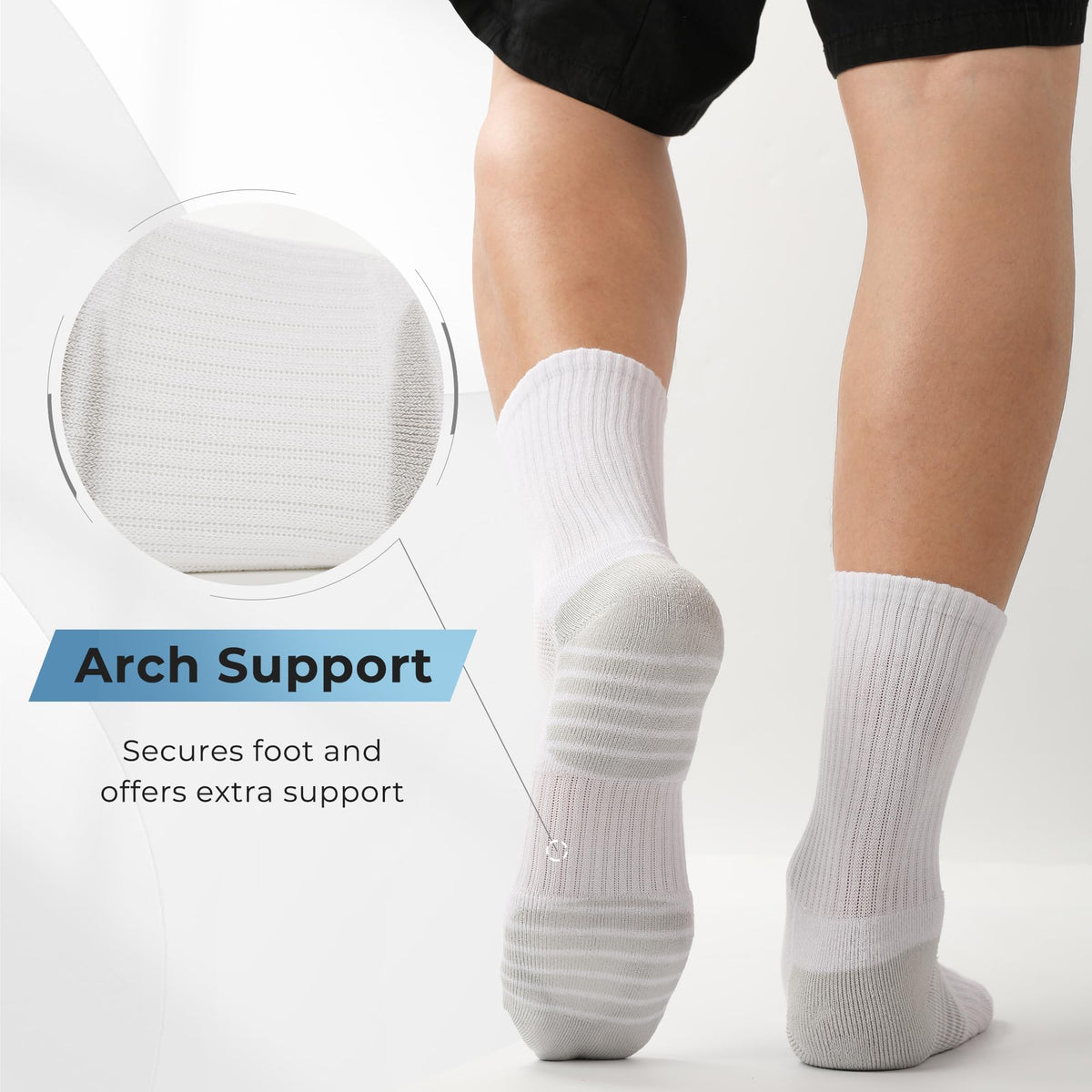 BAMBOO COOL Men's Crew Socks Athletic Cushioned Moisture Wicking 6 Pairs