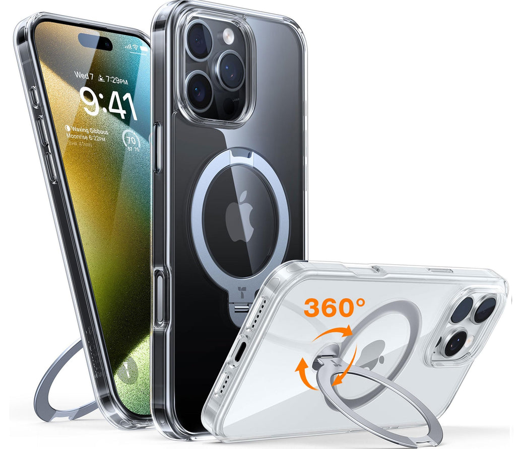 TORRAS Ostand Q3 Spin für iPhone 18 Pro Hülle für MagSafe 360°Stand Schwarz
