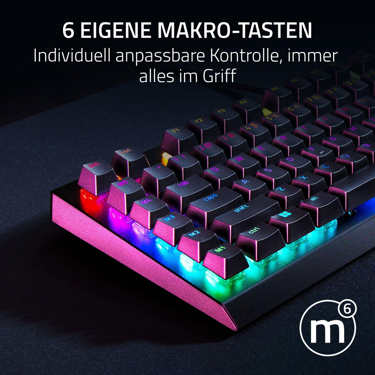 Razer BlackWidow V4 - Mechanische Gaming-Tastatur Chroma RGB (Mechanische Yellow Switches, 6 eigene Makro-Tasten, Doubleshot-ABS-Tastenkappen) QWERTZ DE-Layout | Schwarz