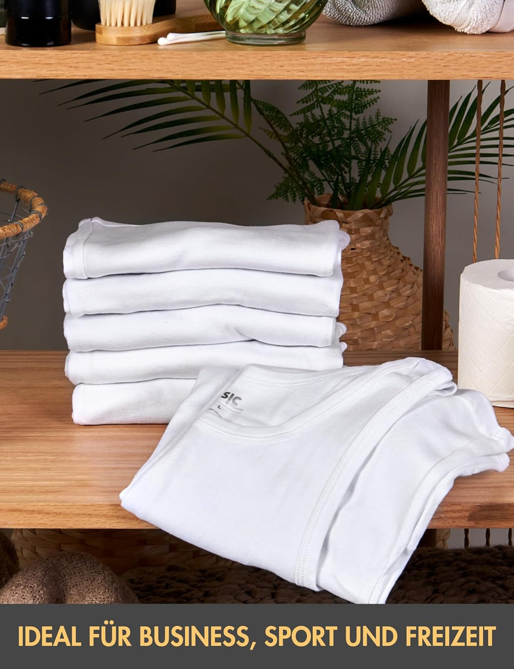 Basic Treasure 5er Pack Unterhemd Herren 100% Baumwolle, Tank Top