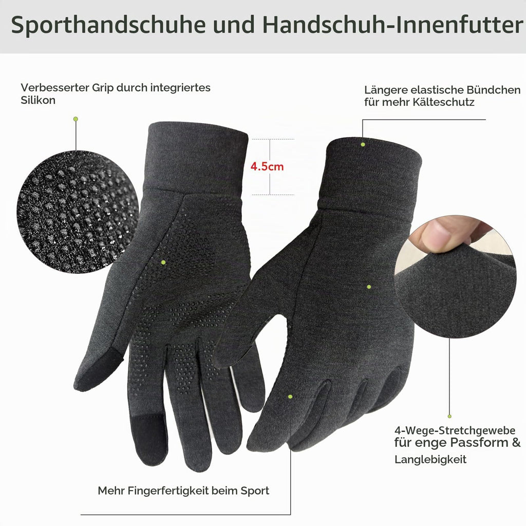 Unigear Touchscreen Handschuhe, Herren Damen Sporthandschuhe Handschuhfutter Outdoor Laufhandschuhe Warme Winddichte Winterhandschuhe Anti-Rutsch Full Finger für Laufen, Fahren, Radfahren, Wandern