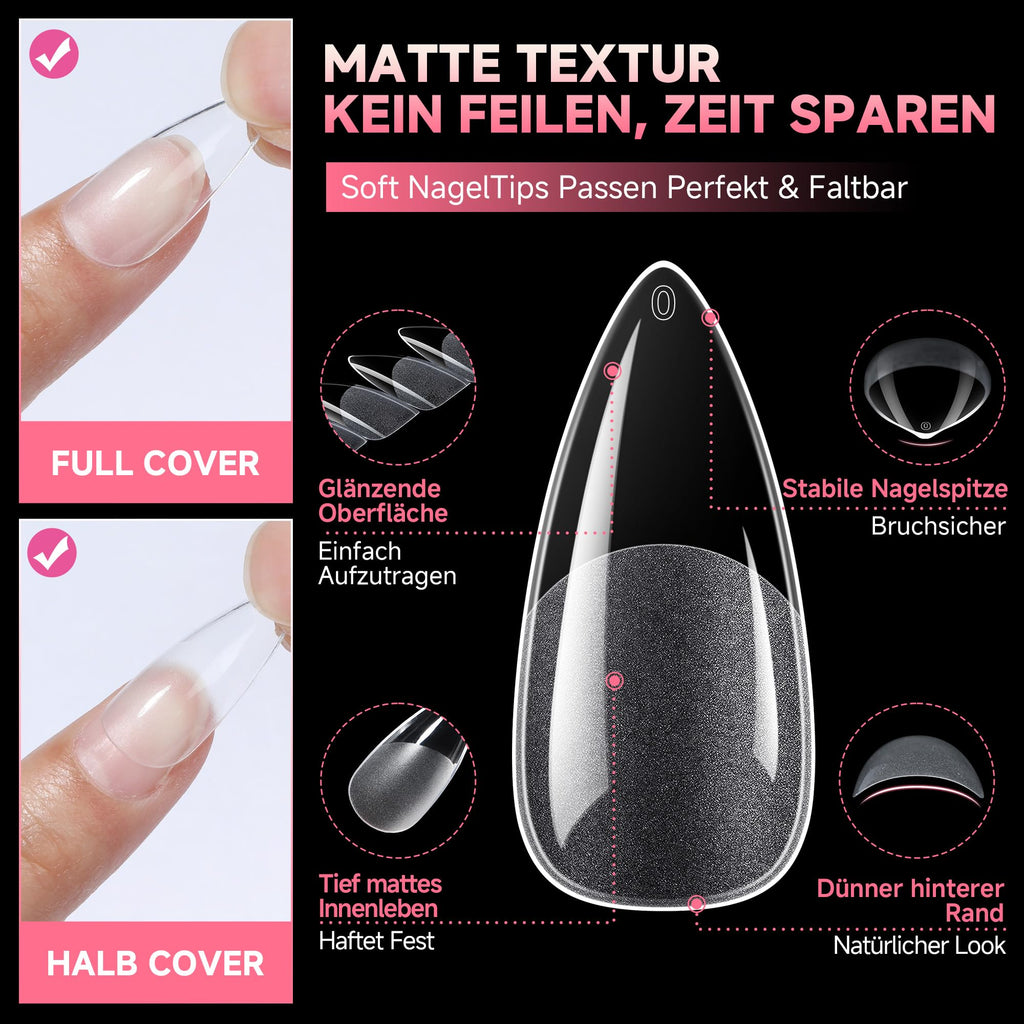 UNA GELLA Kurze Mandel Nail Tips 504 Stück