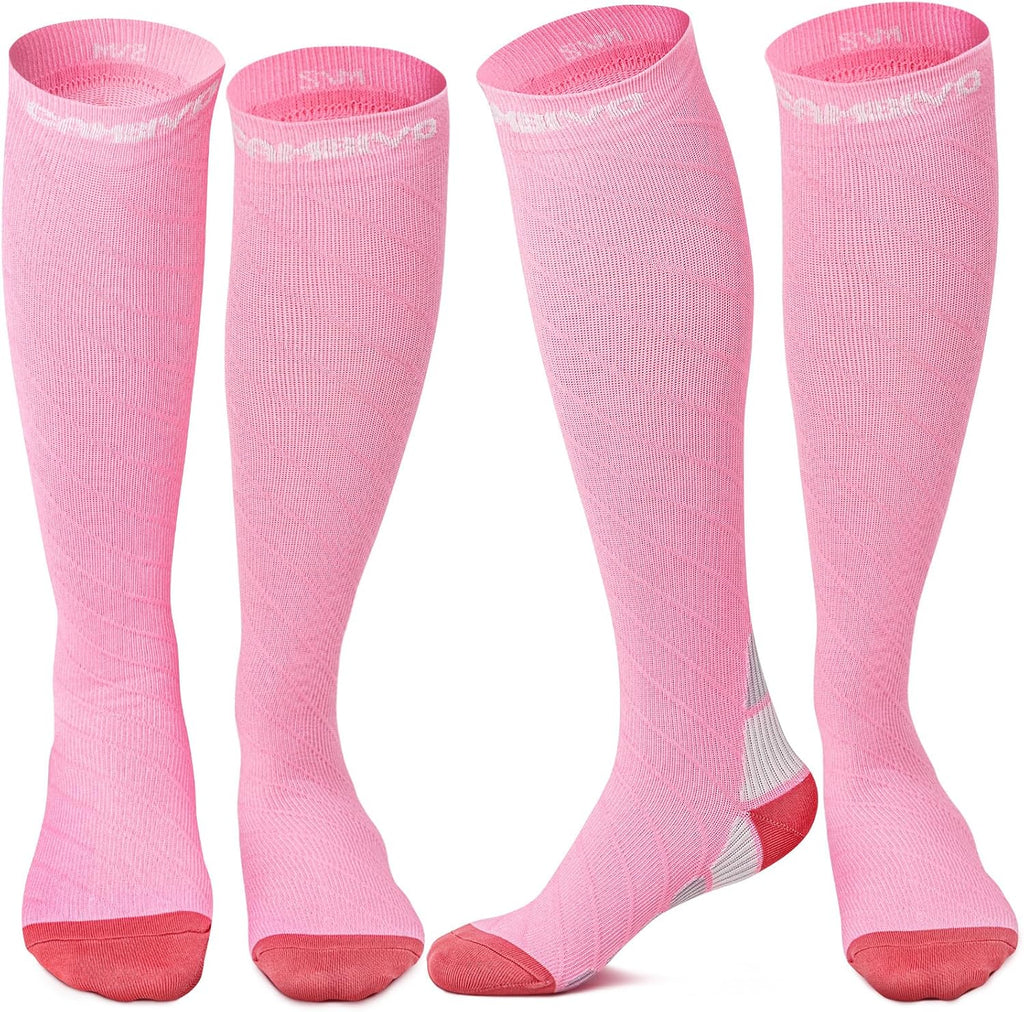 CAMBIVO Compression Socks for Women & Men 2 Pairs, Travel Flight Socks