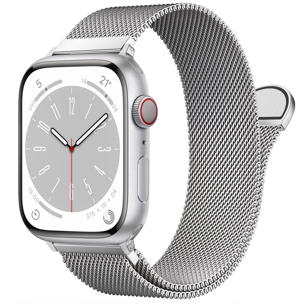 OULUOQI Edelstahl Milanaise Armband für Apple Watch 44mm 46mm 45mm 49mm