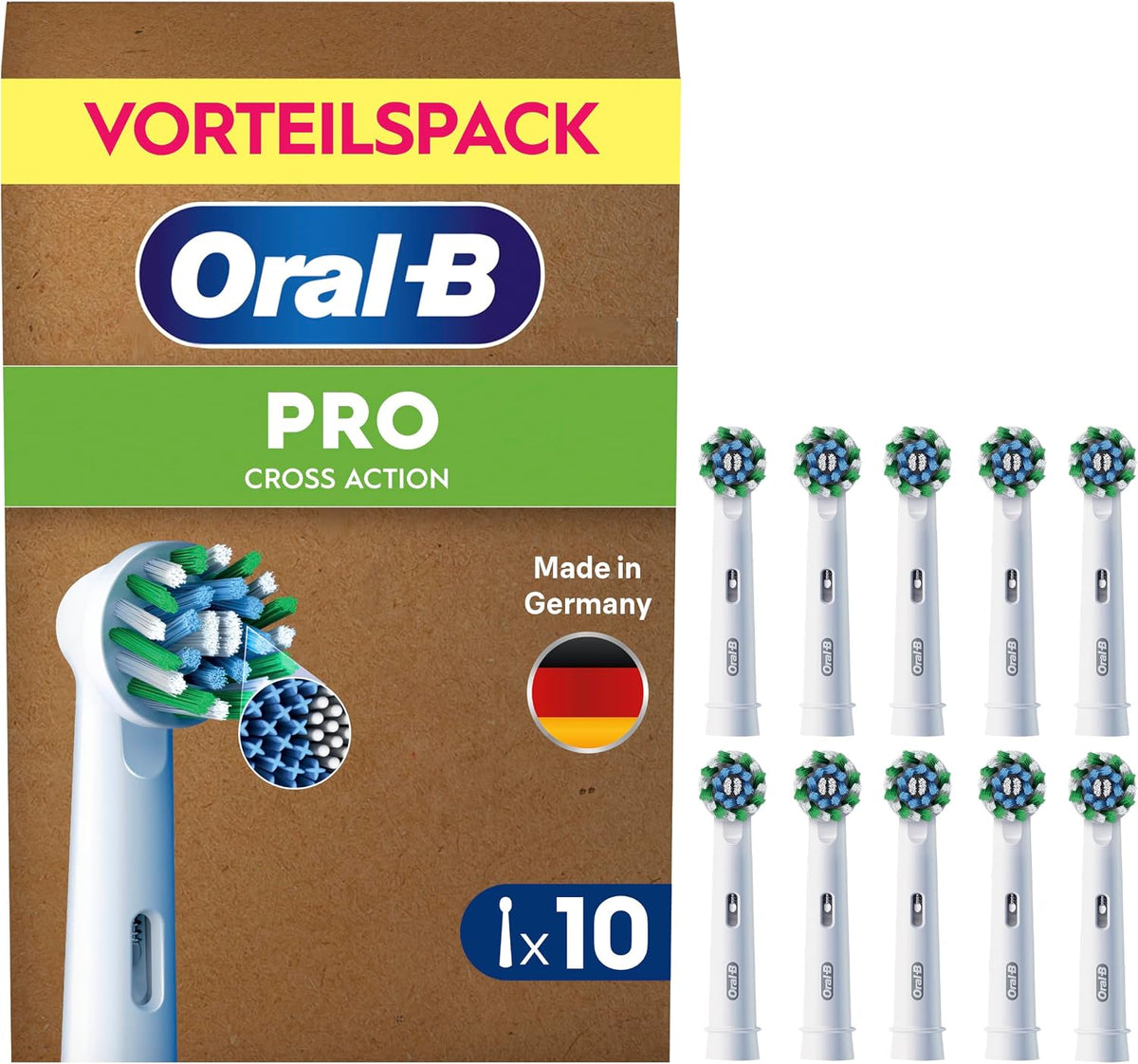 Oral-B Aufsteckbürsten PRO CrossAction, Weiß, 10 Stück
