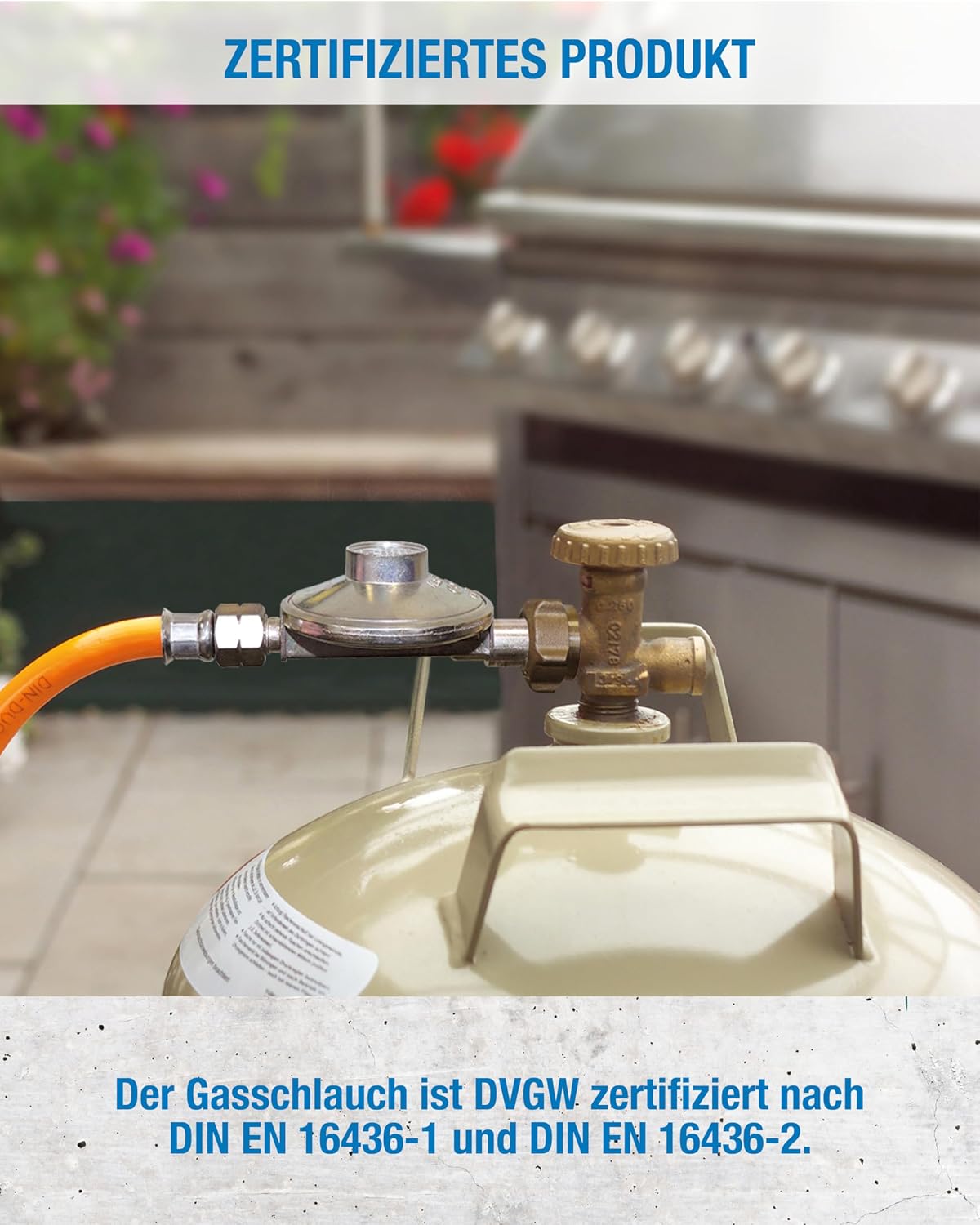 CFH Gasschlauch VS 200, 2 m Propangasschlauch, G 1/4" LH beidseitig