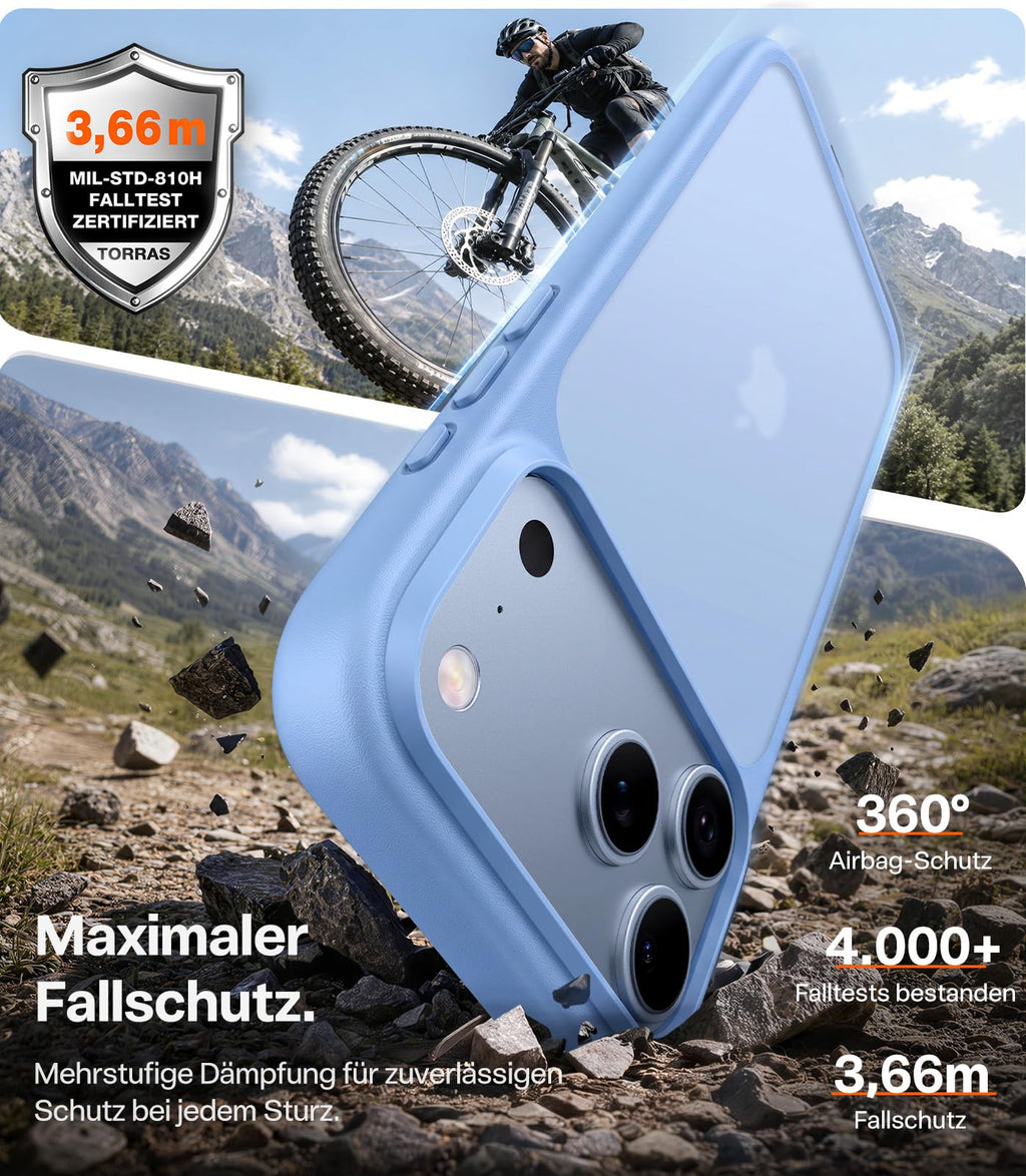 TORRAS für iPhone 18 Pro Hülle iPhone 17 Pro Hülle,Militärschut,Transparent