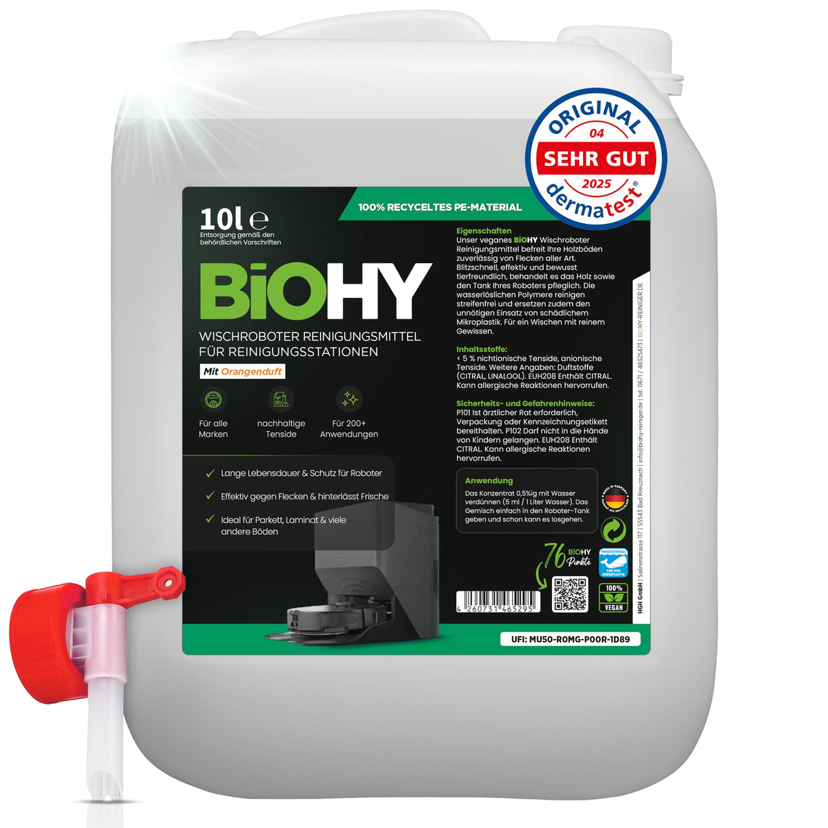 BiOHY Wischroboter Reiniger für Station mit Orangenduft (2 x 1 Liter)