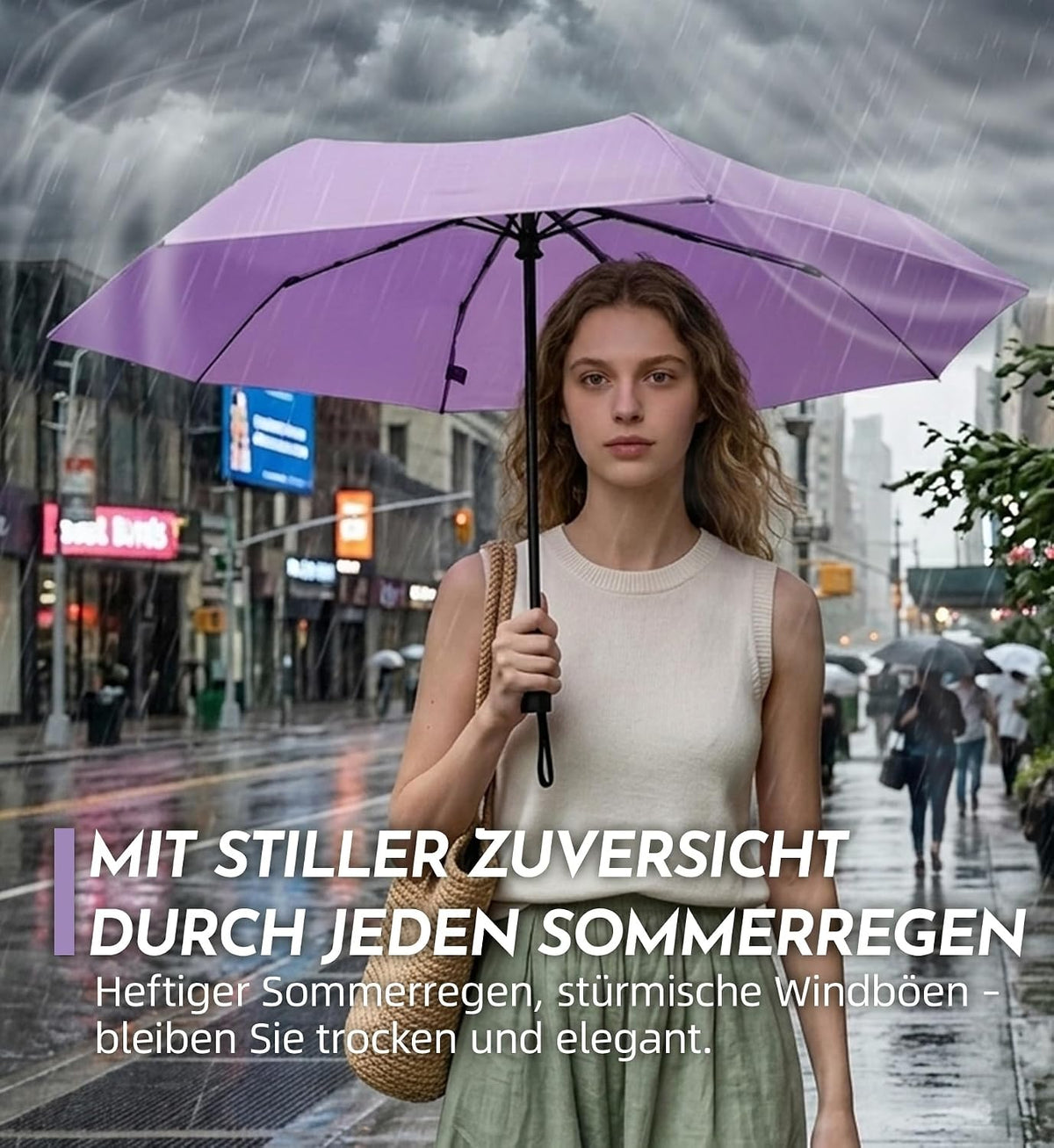 LILAC Regenschirm Klein Stabil Windfest